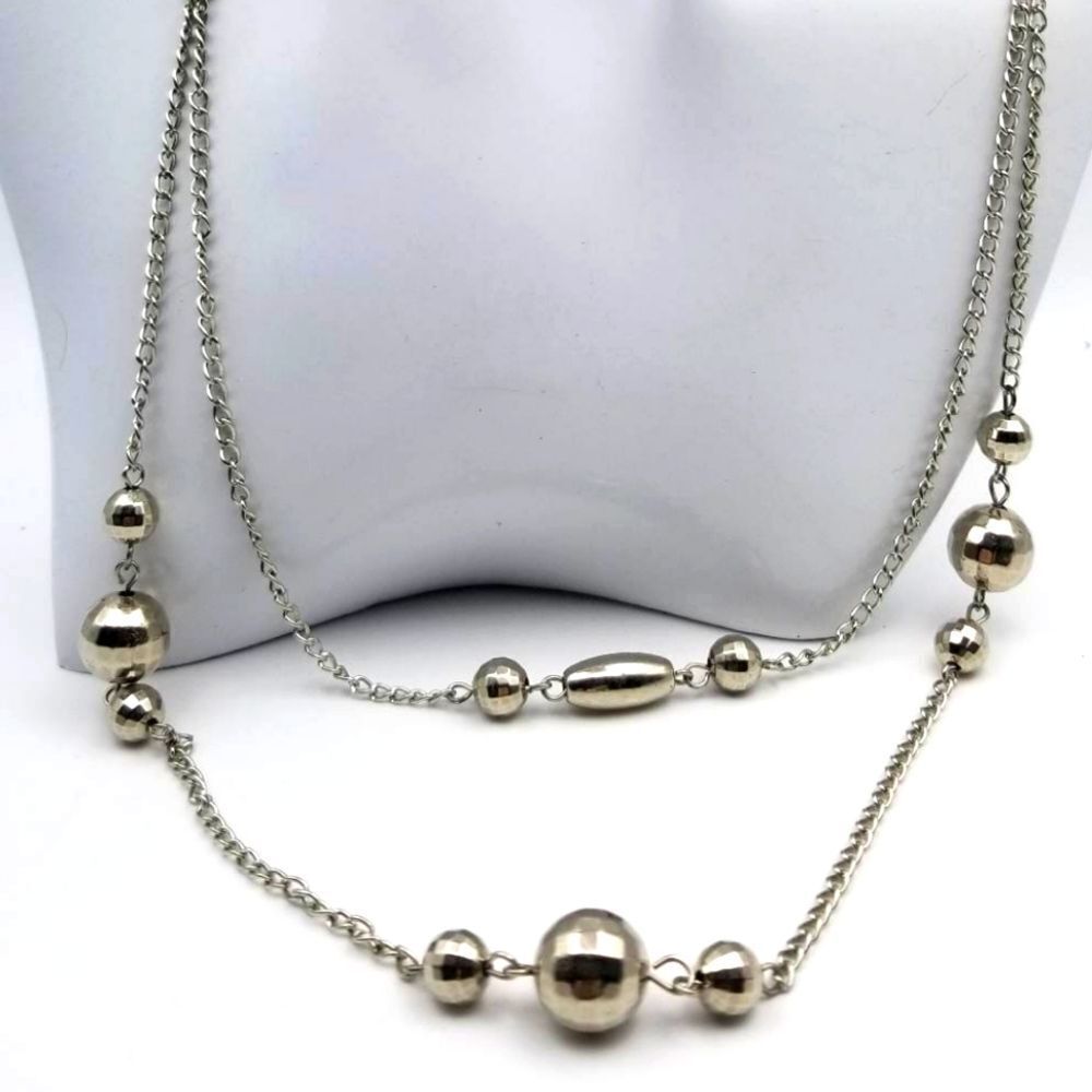 Humble‎ spirit Silver tone ball layered necklace
